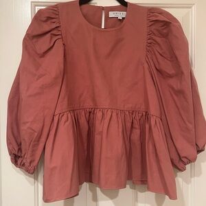Hunter Bell Harlow Dusty Rose Puff Sleeve Blouse